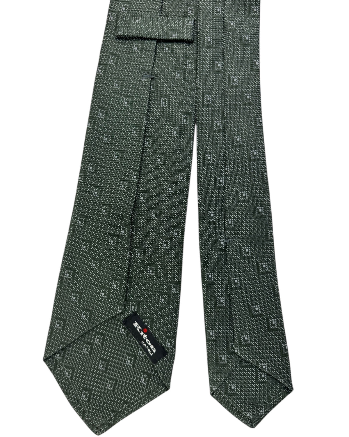 Kiton Sevenfold Tie Gray Green Design