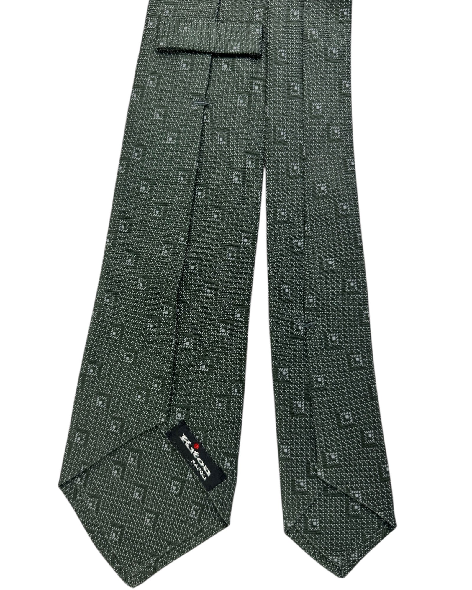 Kiton Sevenfold Tie Gray Green Design
