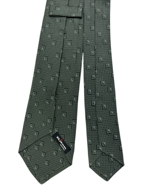 Kiton Sevenfold Tie Gray Green Design