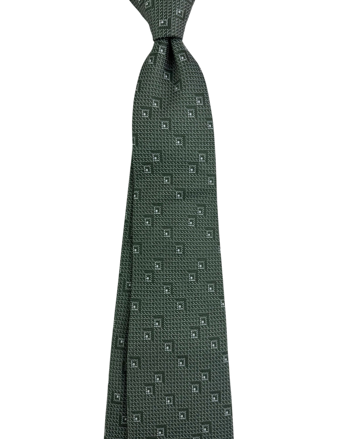 Kiton Sevenfold Tie Gray Green Design