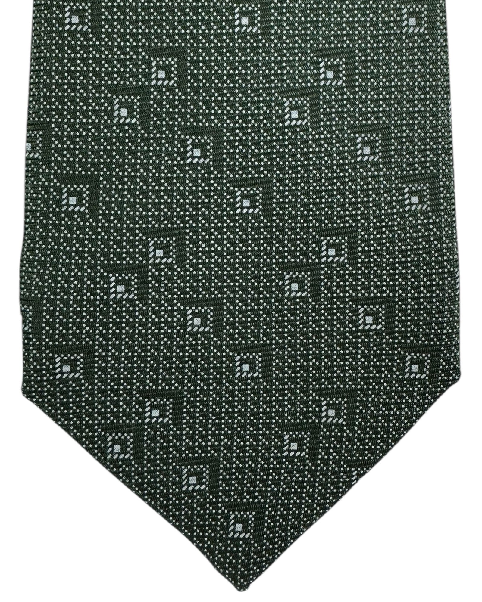 Kiton Sevenfold Tie Gray Green Design