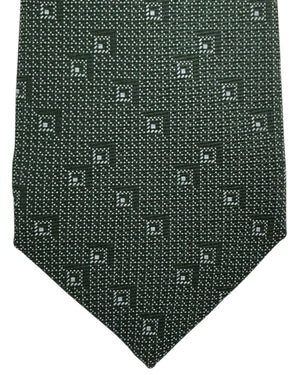 Kiton Sevenfold Tie Gray Green Design