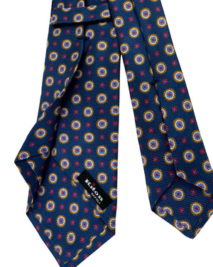 Kiton Sevenfold Tie Navy Geometric