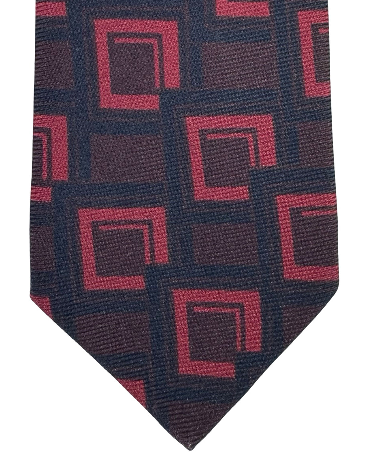 Kiton Silk Tie Brown Maroon Geometric Squares