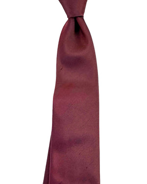 Kiton Sevenfold Tie Solid Bordeaux - Raw Silk