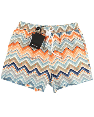 Kiton Youth Swim Shorts 10 Blue Orange Zig Zag