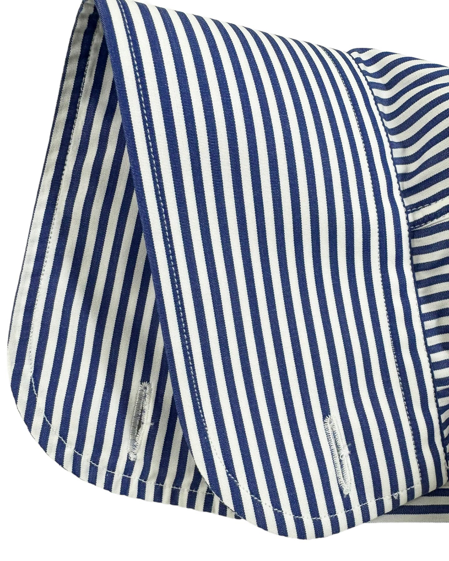 Lardini Dress Shirt White Navy Stripes French Cuffs 