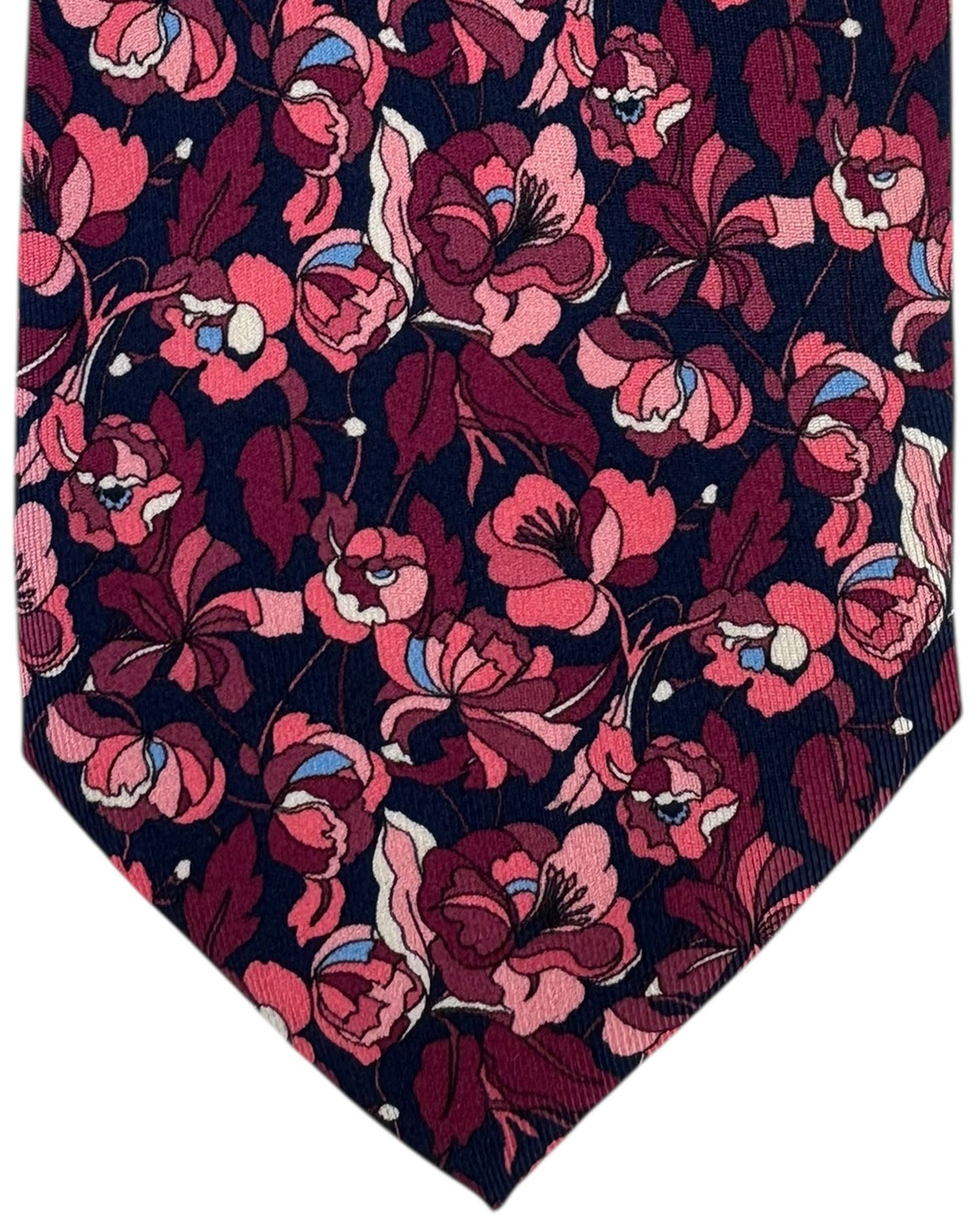 Leonard Paris Silk Tie Black and Maroon Dense Floral Garden