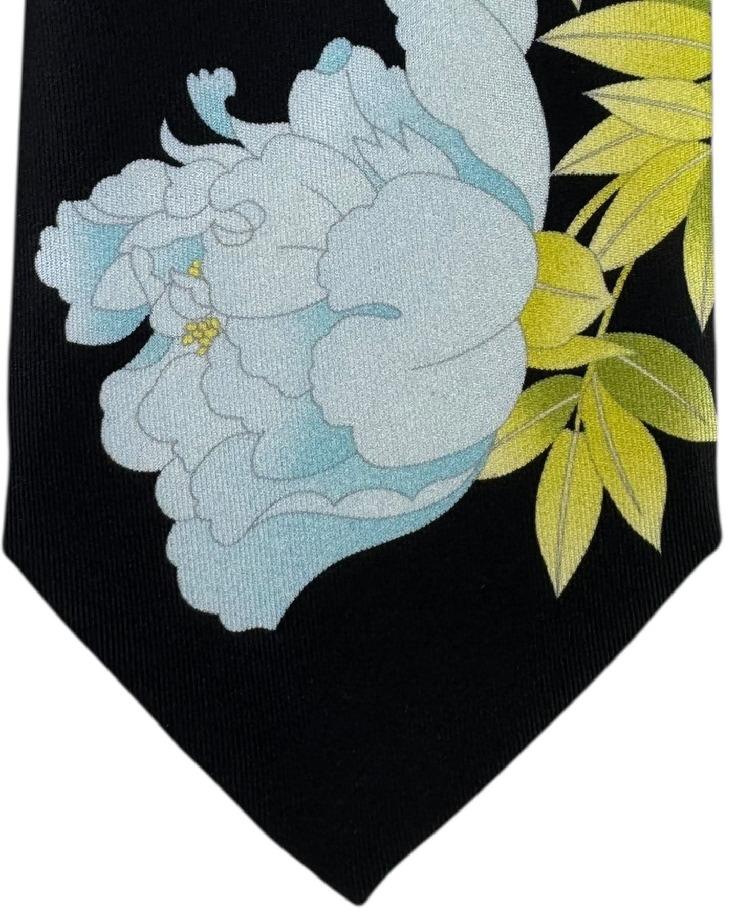Leonard Paris Silk Tie Black Pink Blue Peony Floral