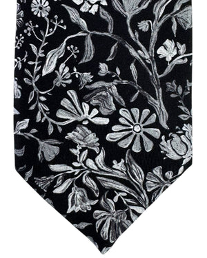 Leonard Paris Silk Tie Black Floral New