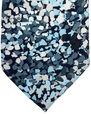 Leonard Paris Silk Tie Navy Abstract Floral Mosaic