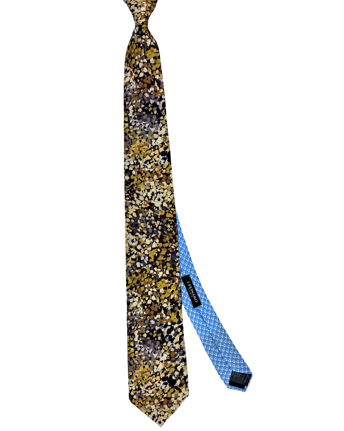 Leonard Paris Silk Tie Olive Gray Abstract Floral