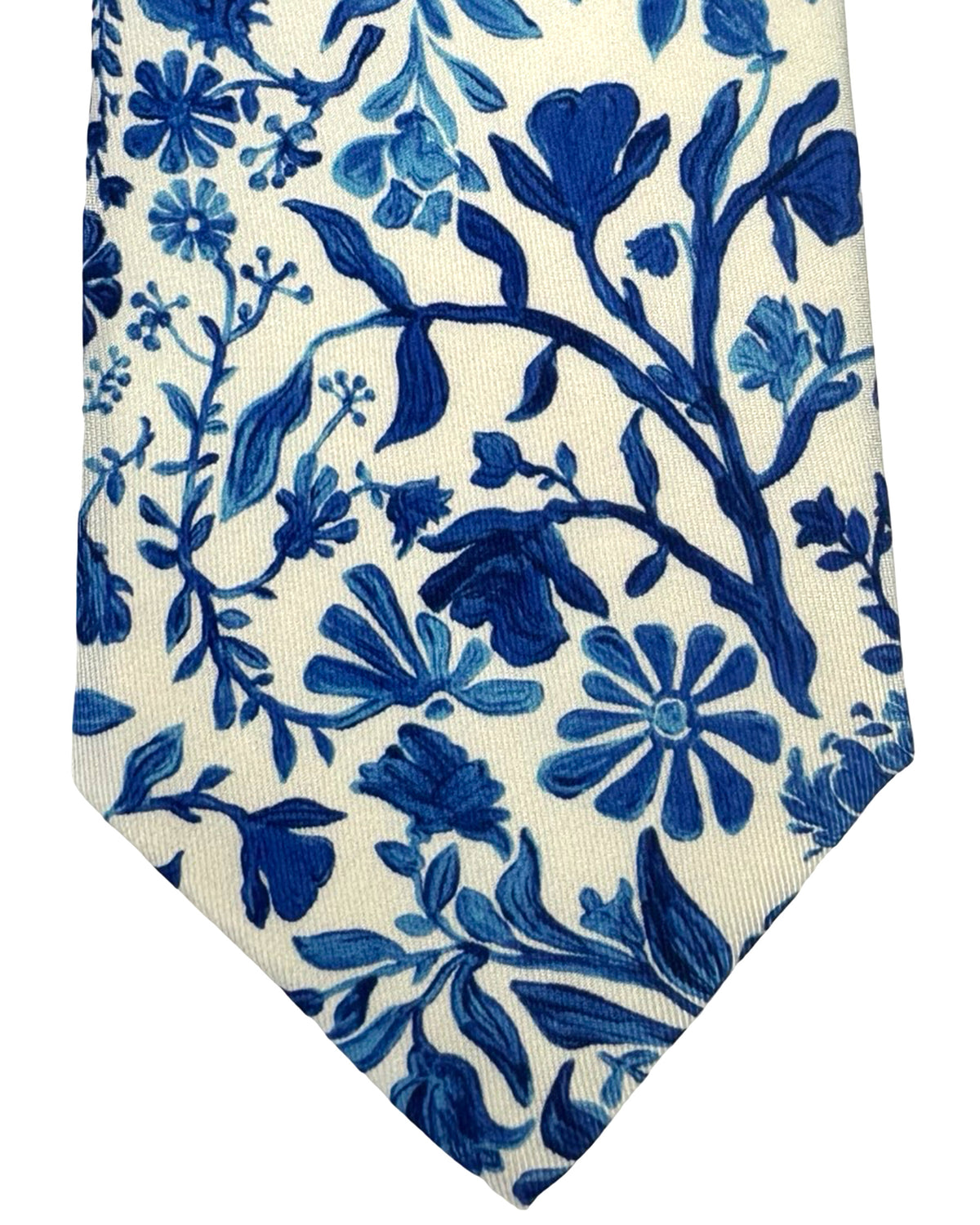 Leonard Paris Tie White Blue Floral