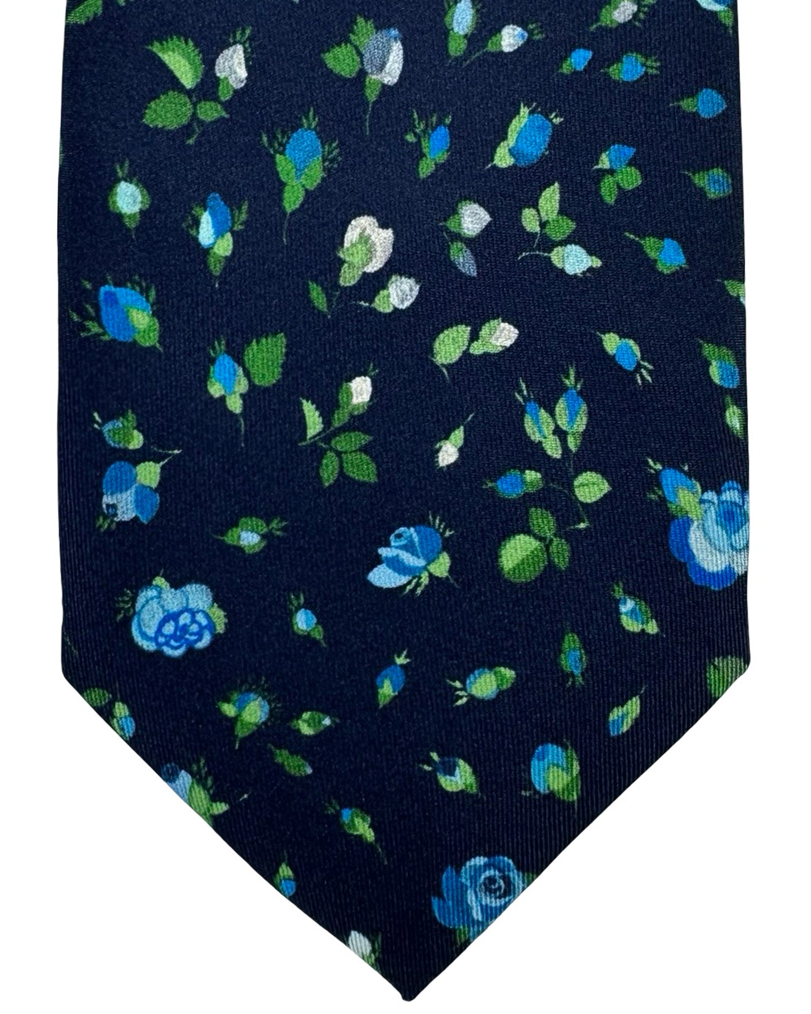 Leonard Paris Tie Blue Green Floral Roses