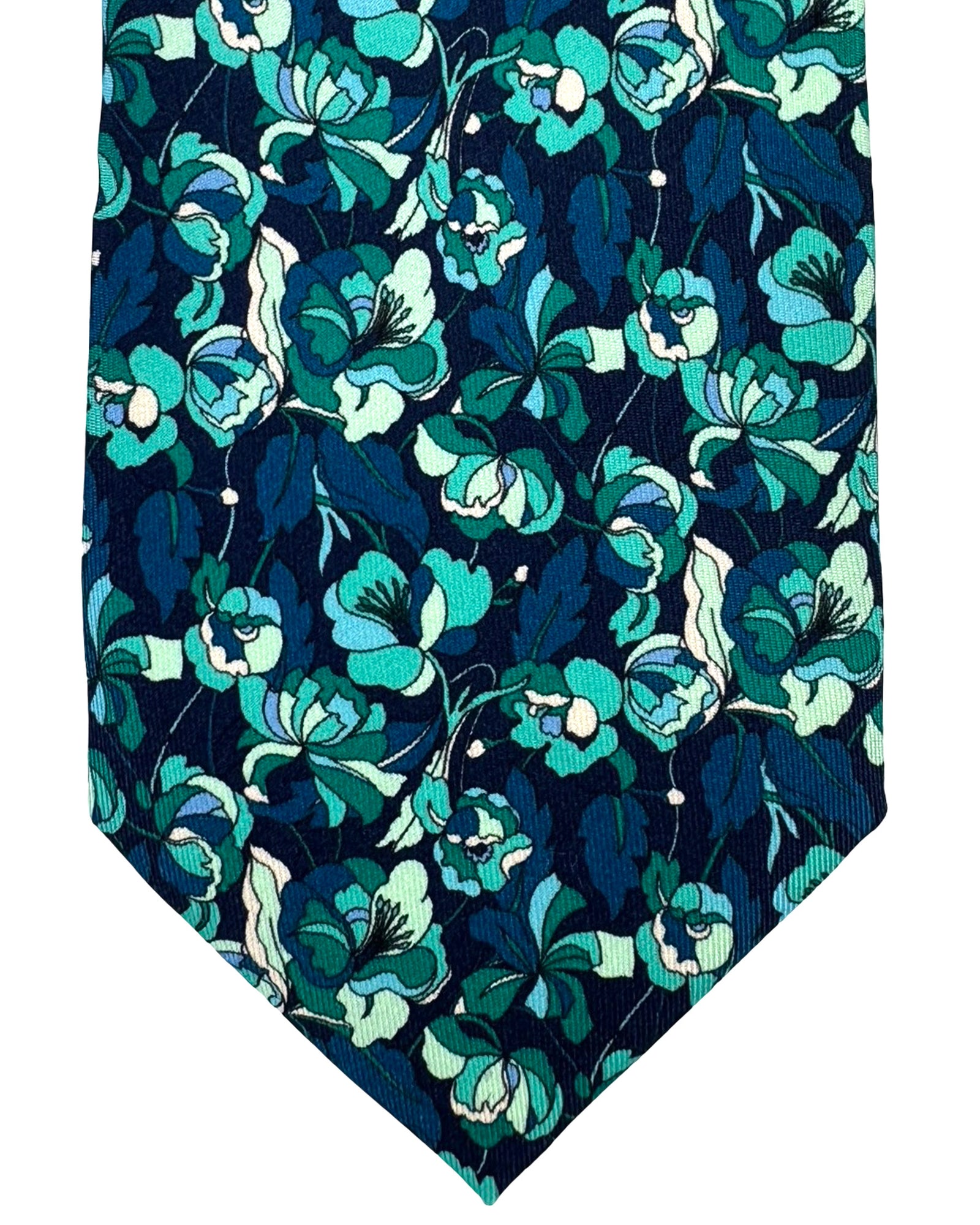 Leonard Paris Tie Navy Blue Green Floral