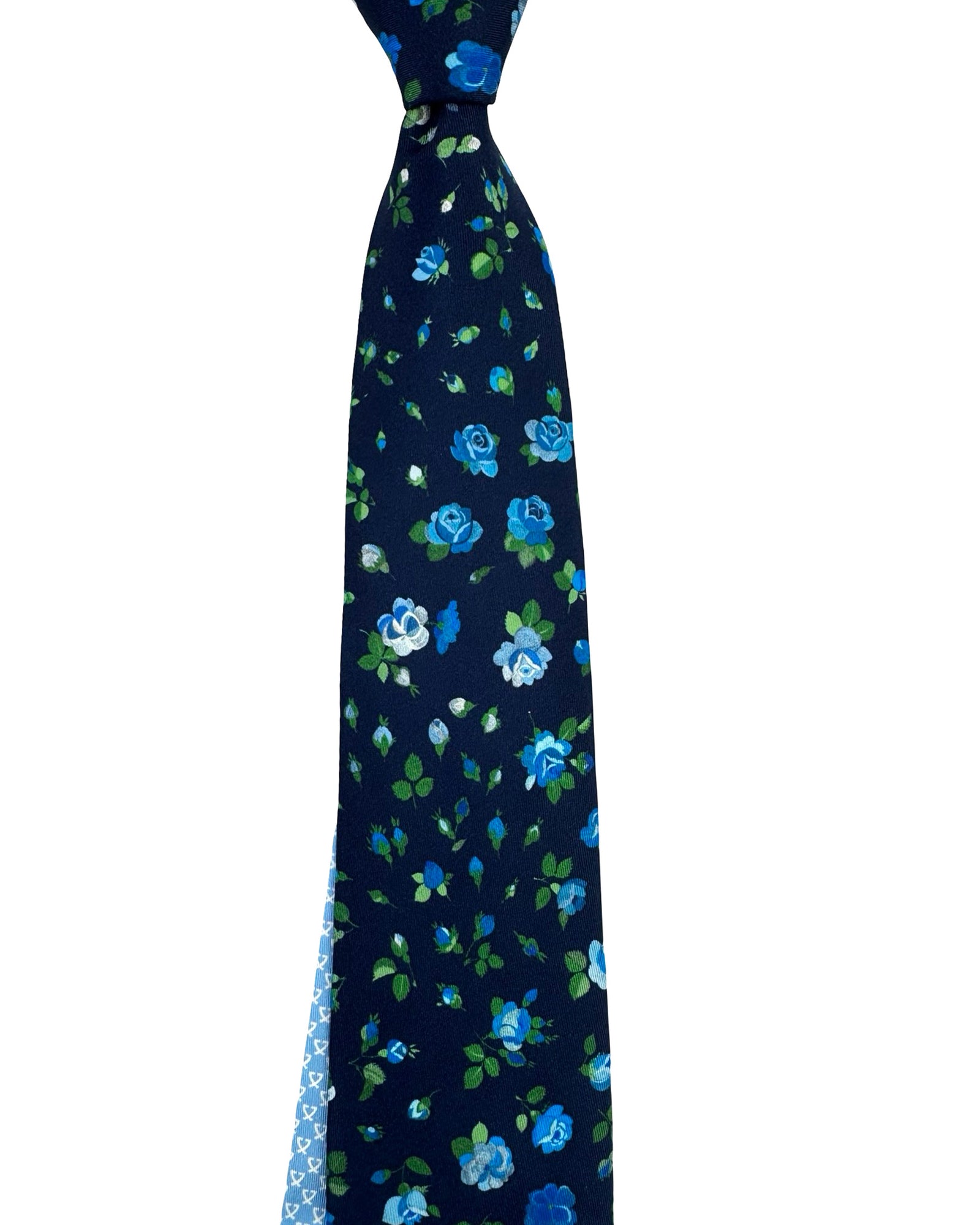 Leonard Paris Tie Blue Green Floral Roses