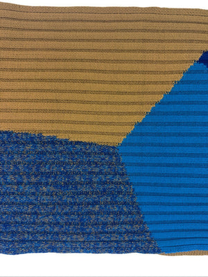 Loro Piana Scarf Gray Mustard Blue Design - Luxury Wool Shawl