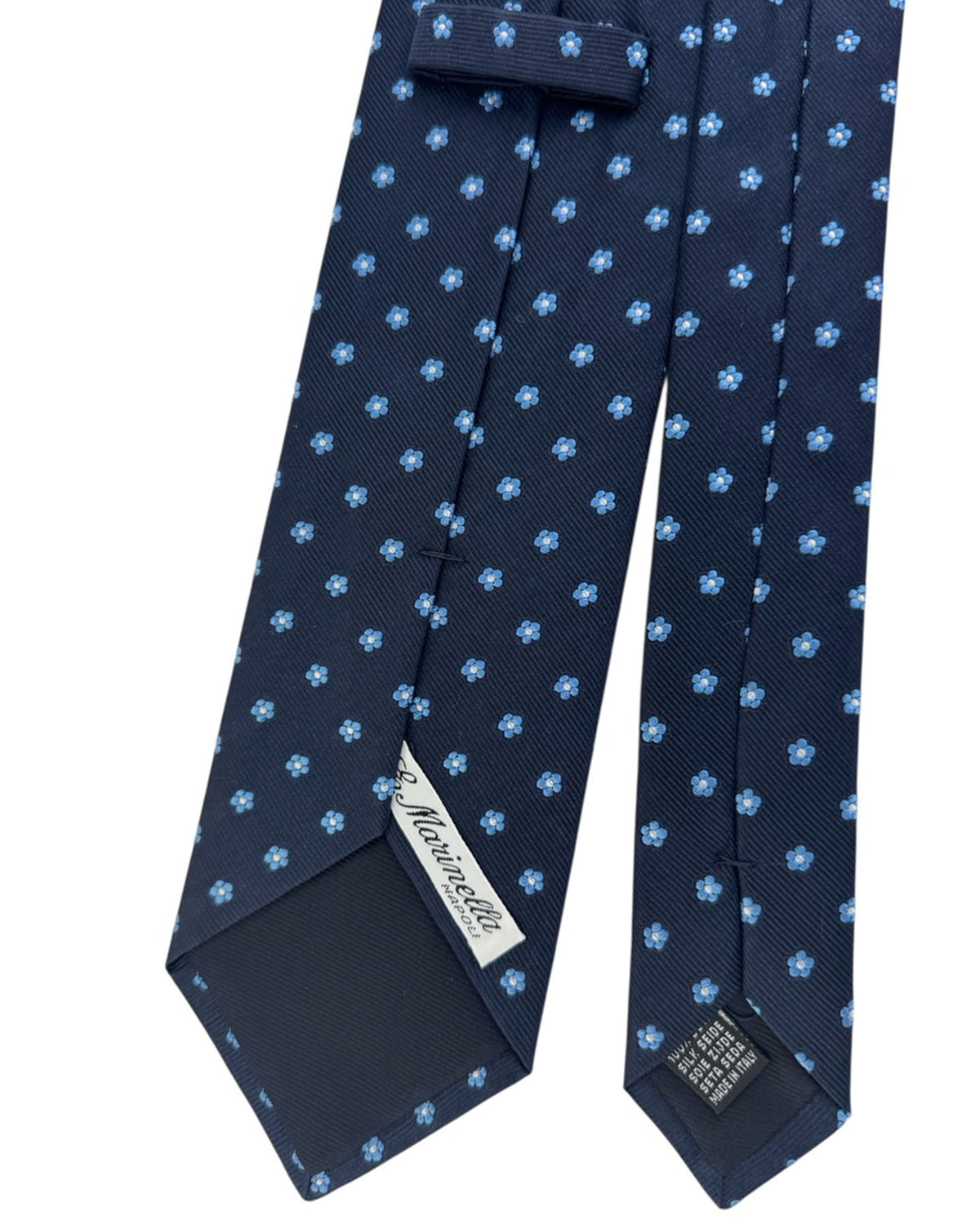 E. Marinella Navy Tie Mini Blue Flowers SALE