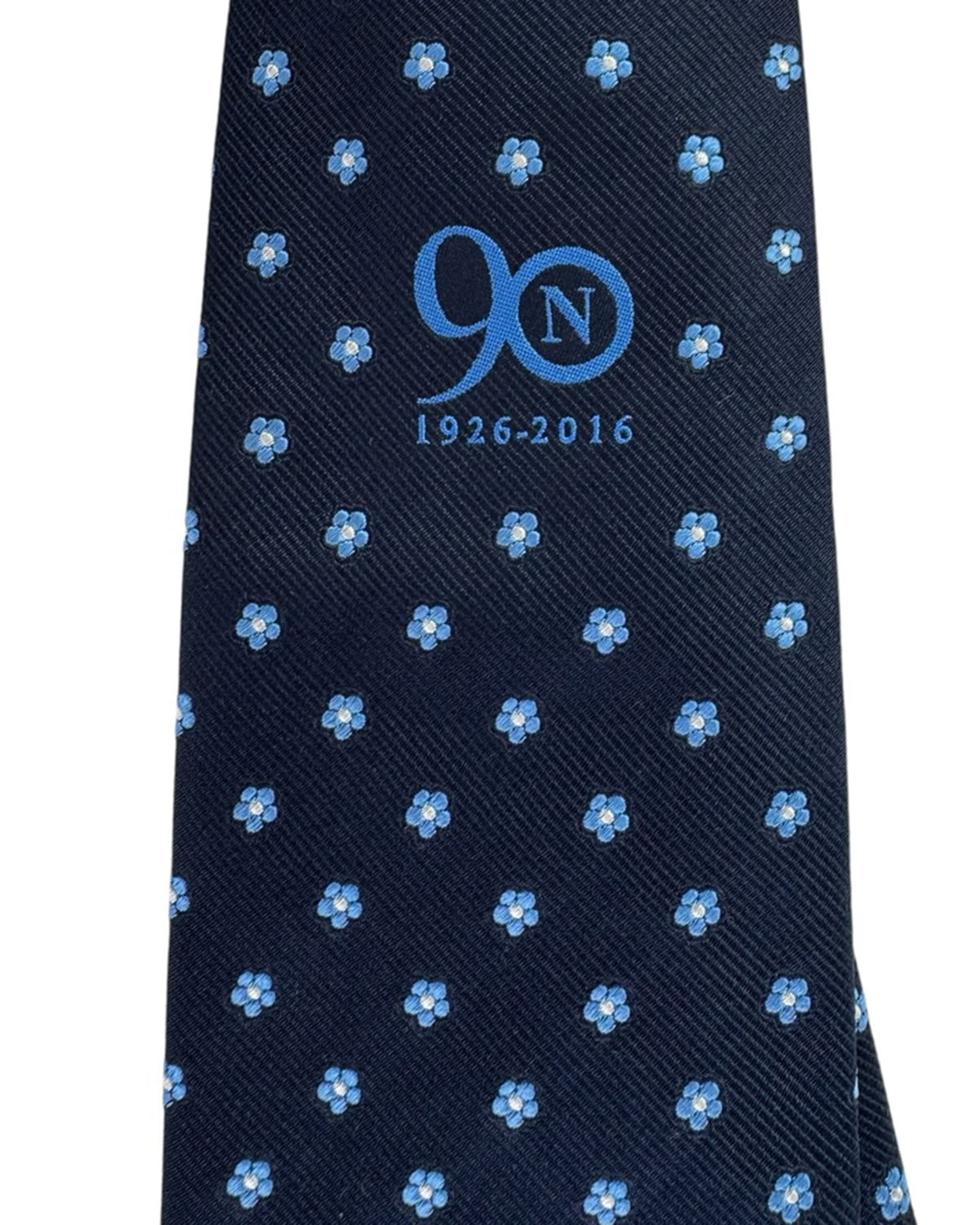 E. Marinella Navy Tie With Small Blue Flower Dots