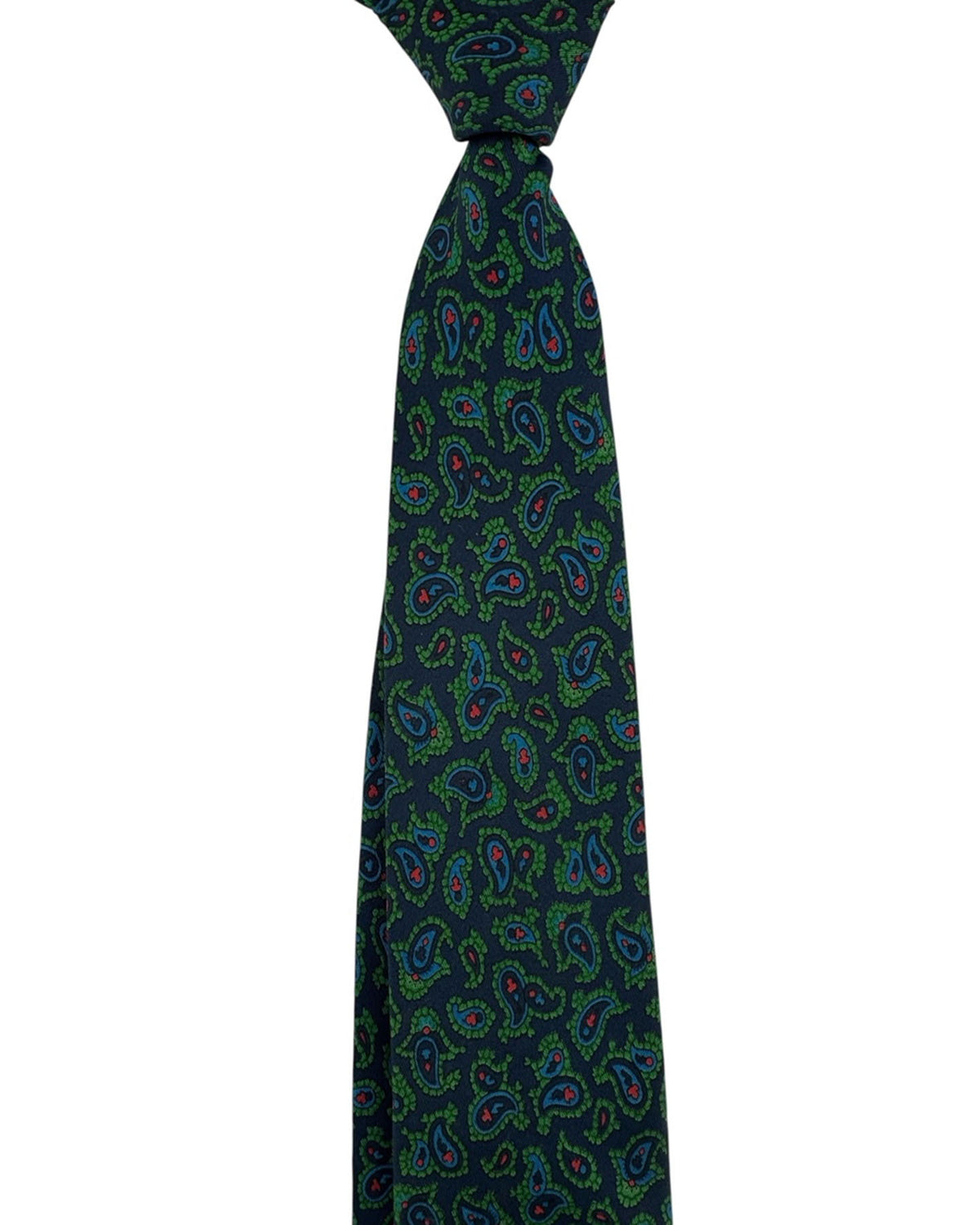 E. Marinella Navy Tie Green Red Paisley Vintage