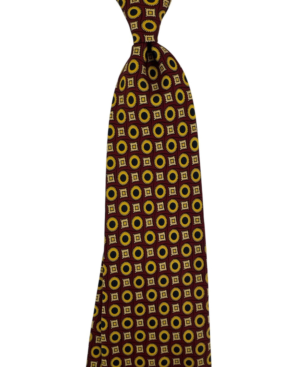 E. Marinella Silk Tie Maroon Orange Pattern- Wide Necktie