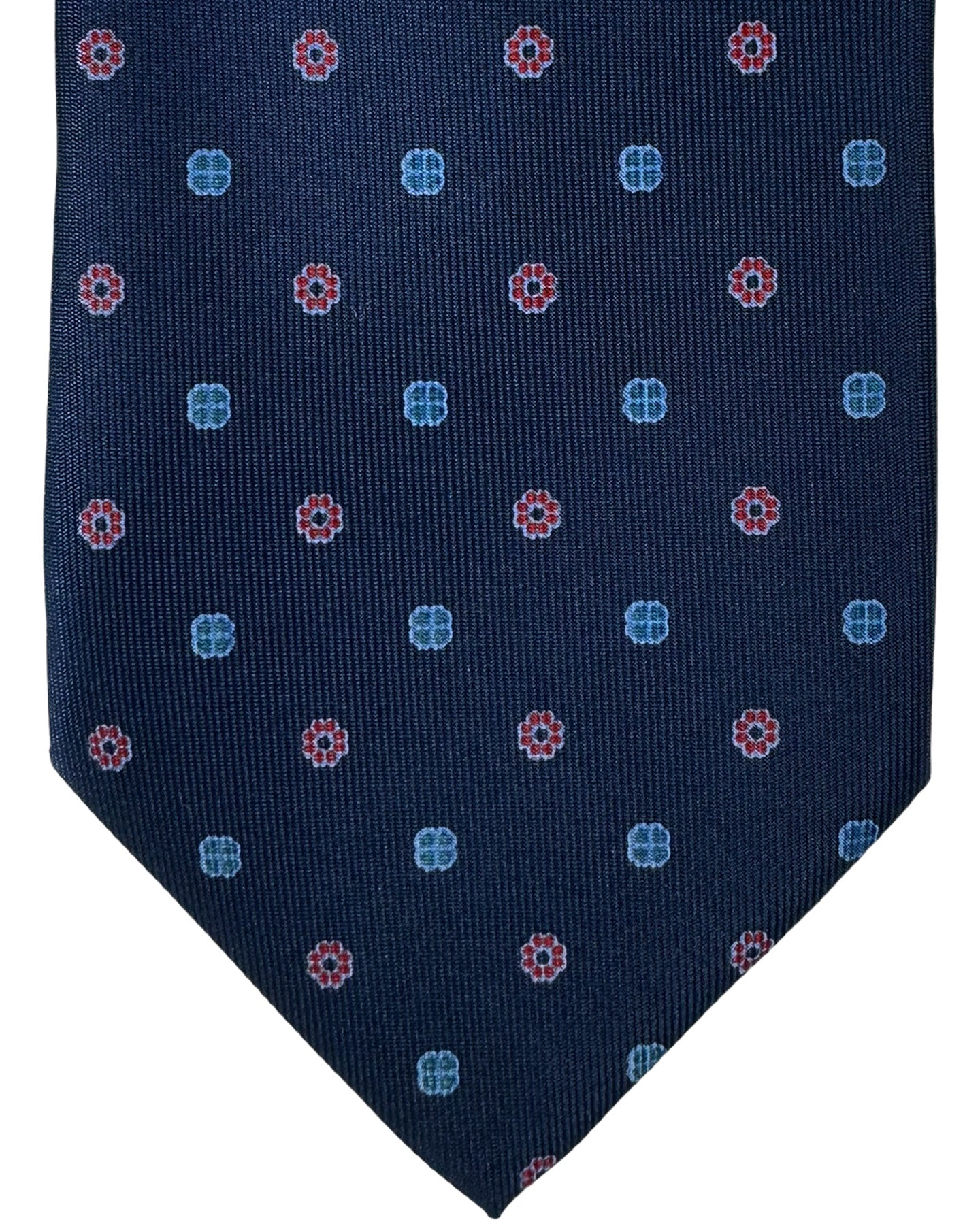 E. Marinella Tie Dark Blue Red Mini Floral Design