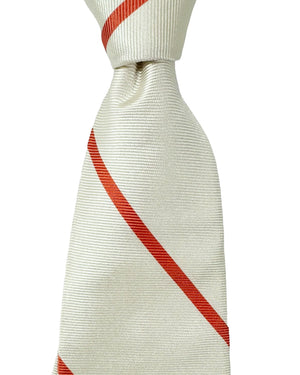 E. Marinella Tie White Silver Orange Stripes SALE