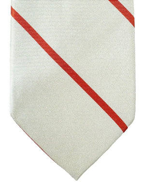 E. Marinella Tie White Silver Orange Stripes Design