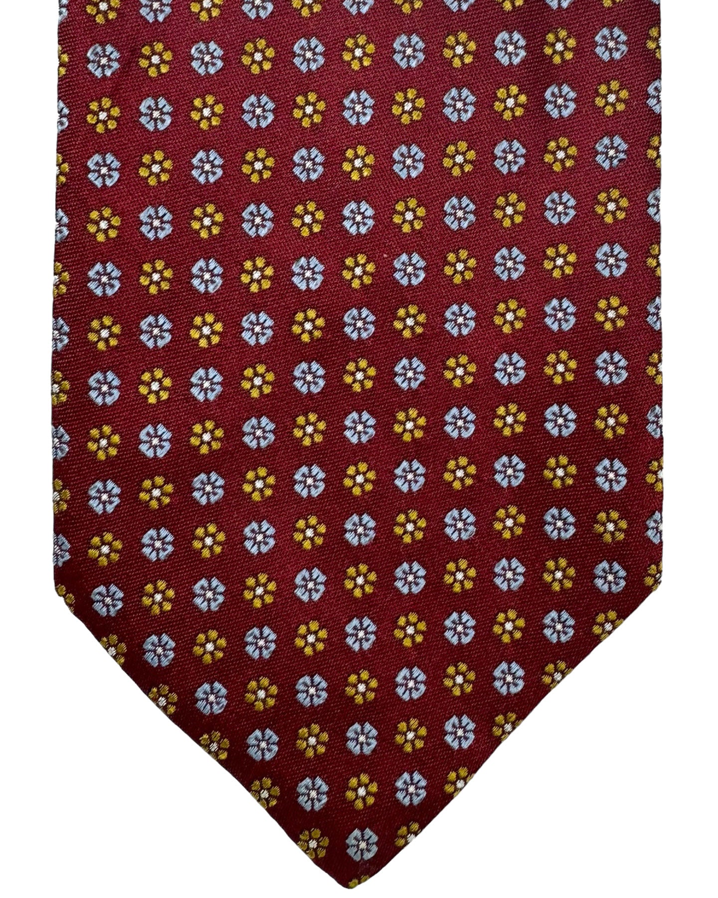 E. Marinella Tie Maroon Blue Olive Mini Floral Design