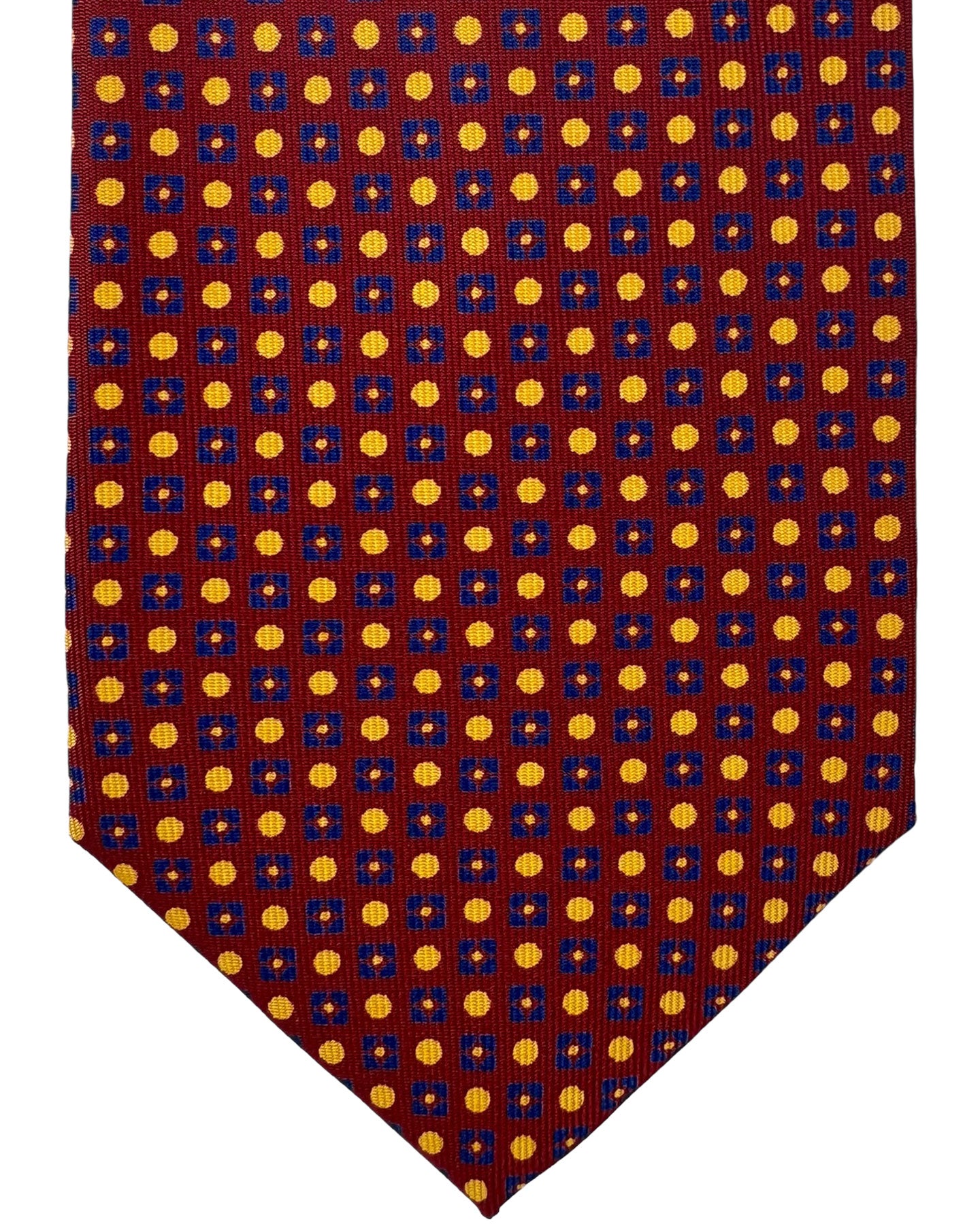 E. Marinella Tie Maroon Dark Blue Peach Mini Geometric Design