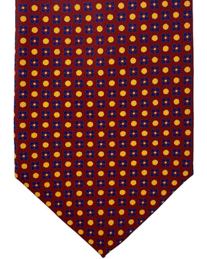 E. Marinella Tie Maroon Dark Blue Peach Mini Geometric Design