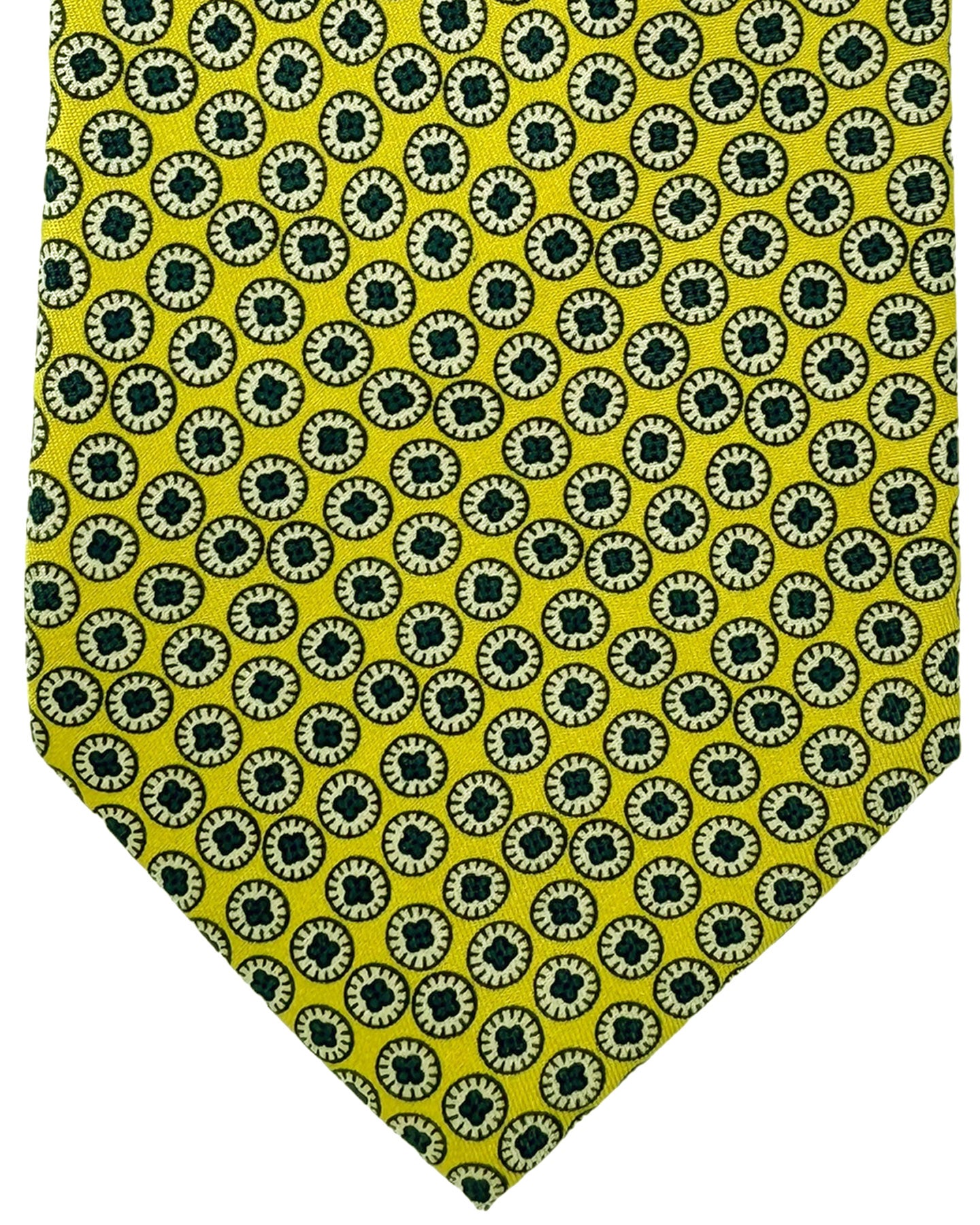 E. Marinella Tie Bright Yellow Navy Mini Geometric Design