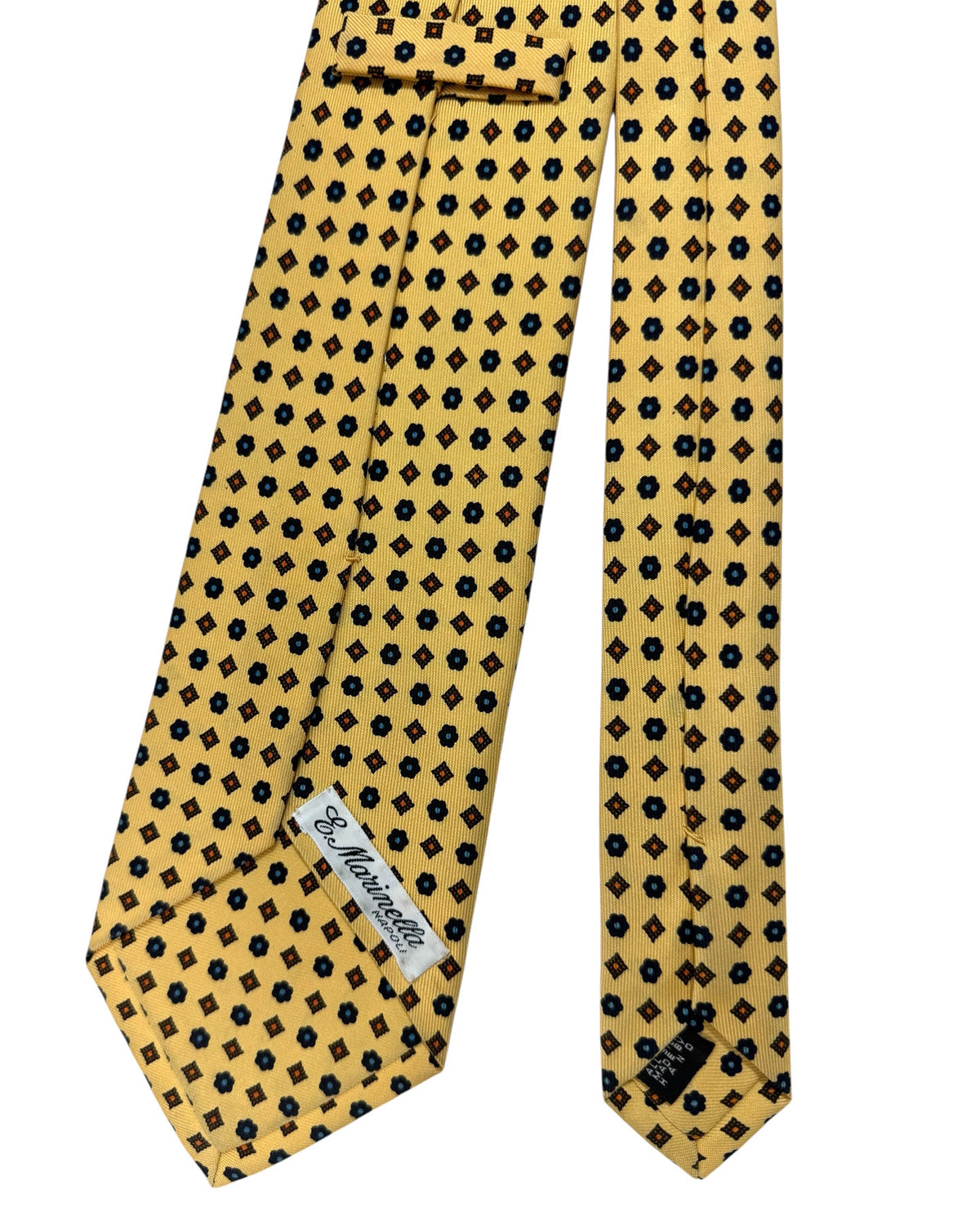 E. Marinella Silk Tie Classic Yellow Geometric Design - Wide Necktie