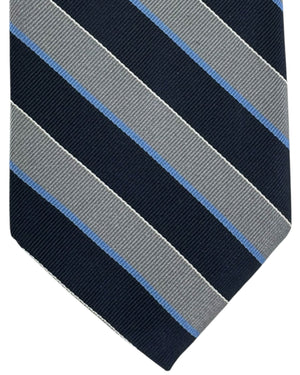 E. Marinella Silk Tie Gray Navy Stripes