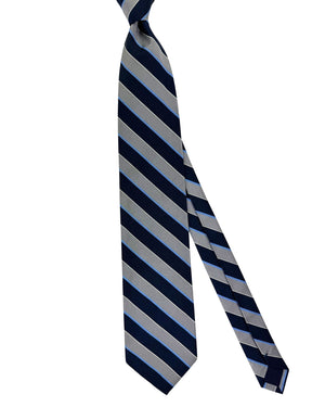 E. Marinella Silk Tie Gray Navy Stripes