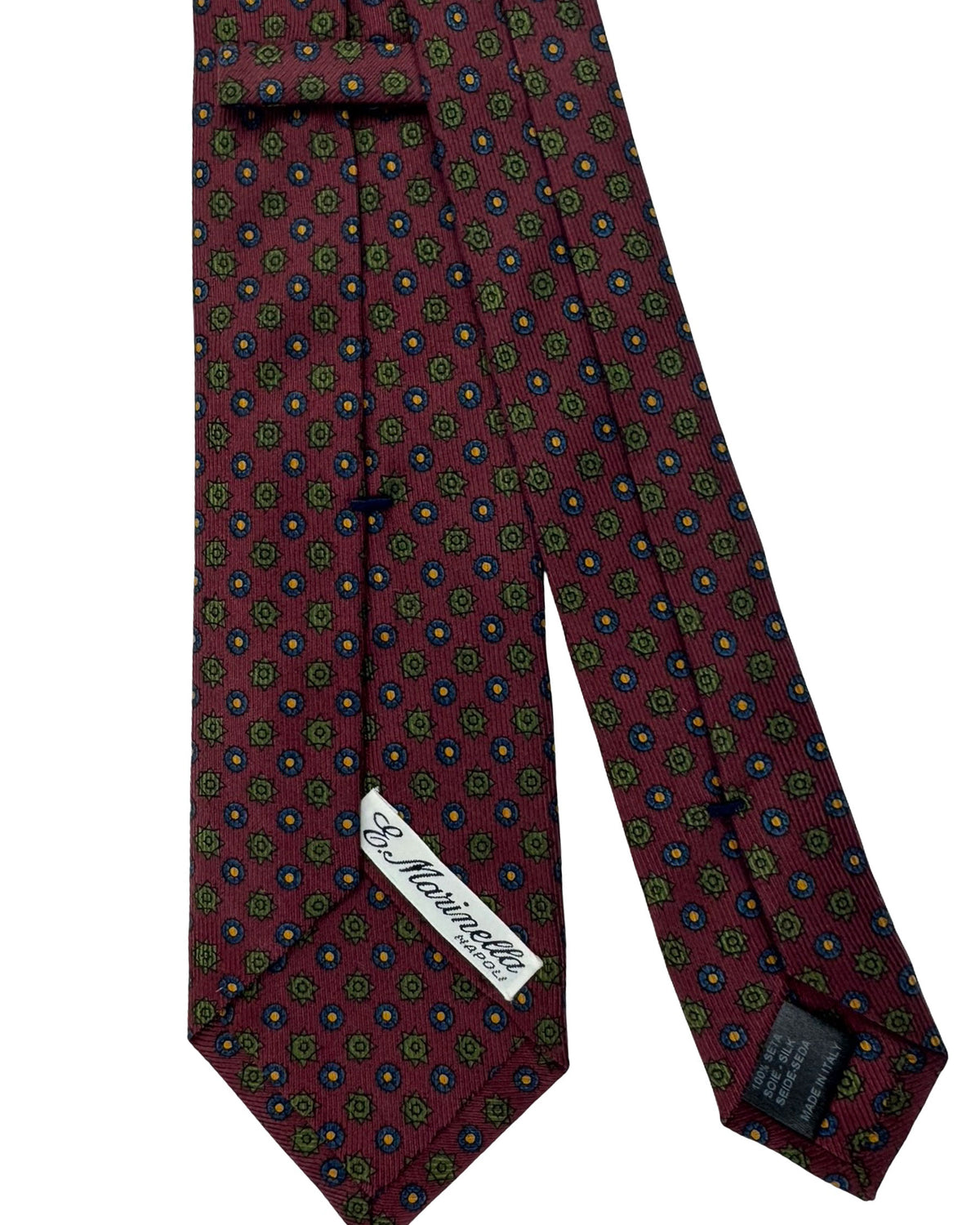 E. Marinella Silk Tie Maroon Geometric