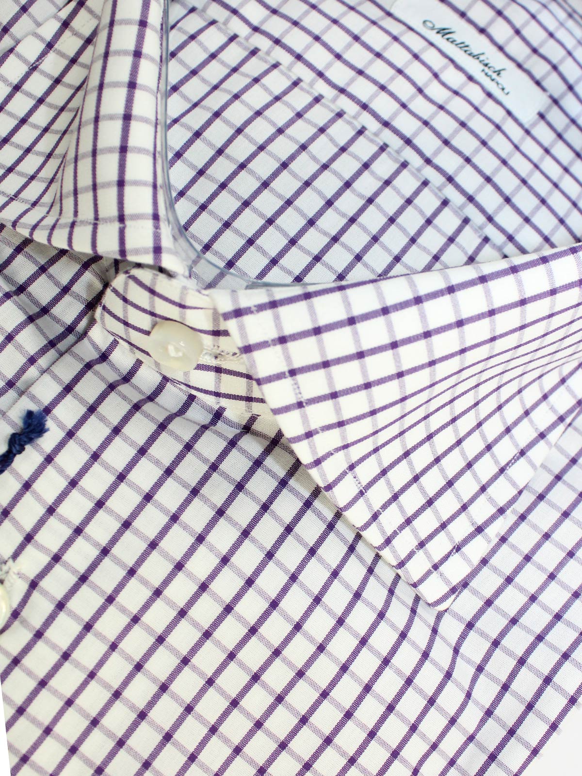 Mattabisch Dress Shirt White Purple Graph Check