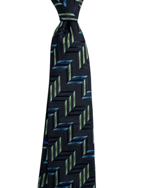 Missoni Silk Tie Black Chevron Blue & Green
