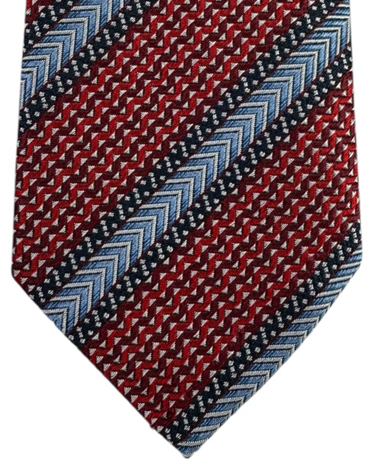 Missoni Silk Tie Red Blue Chevron Stripes
