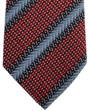 Missoni Silk Tie Red Blue Chevron Stripes