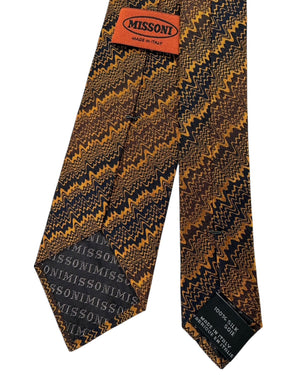 Missoni Tie Navy Gold Abstract Zigzag Weave