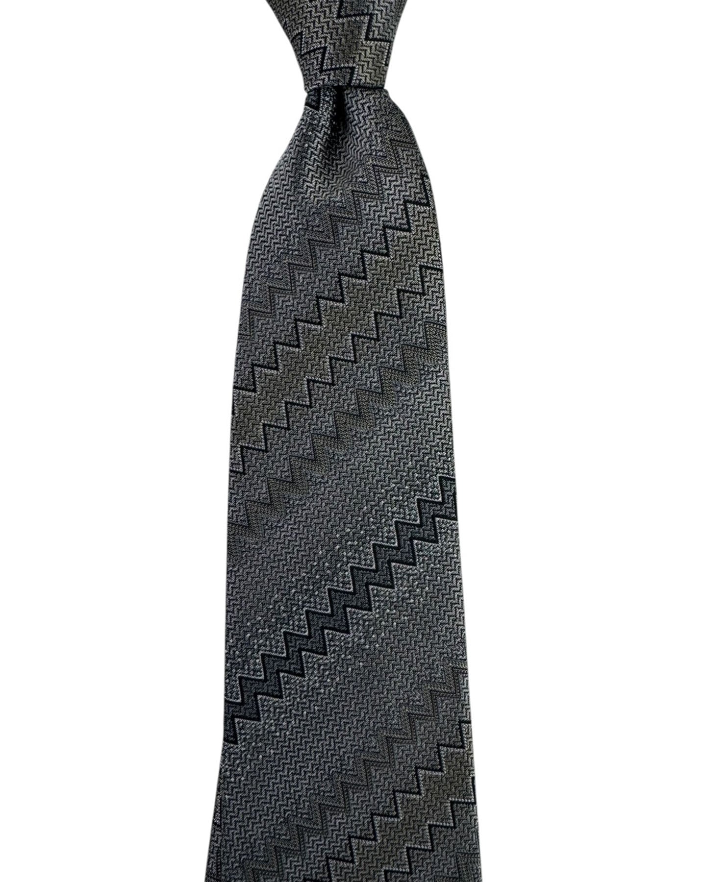 Missoni Tie Gray Zigzag Accent Stripes