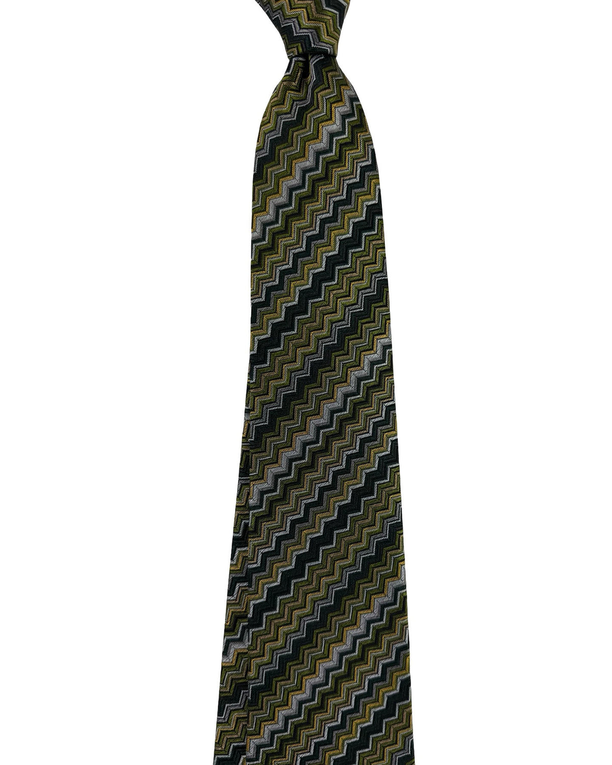 Missoni Silk Tie Green Gray Chevron Pattern