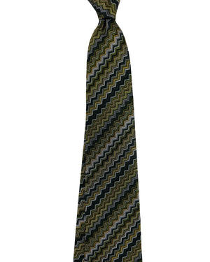 Missoni Silk Tie Green Gray Chevron Pattern
