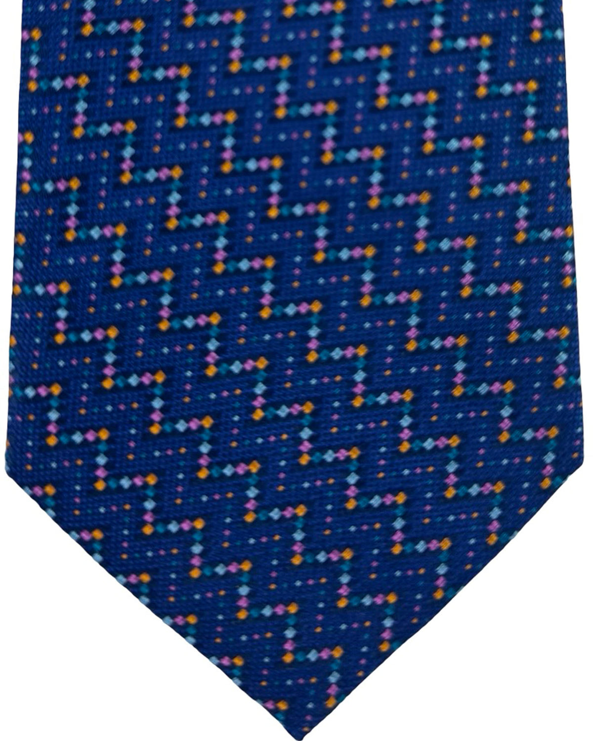 Missoni Silk Tie Royal Blue Multicolor Pixel Pattern