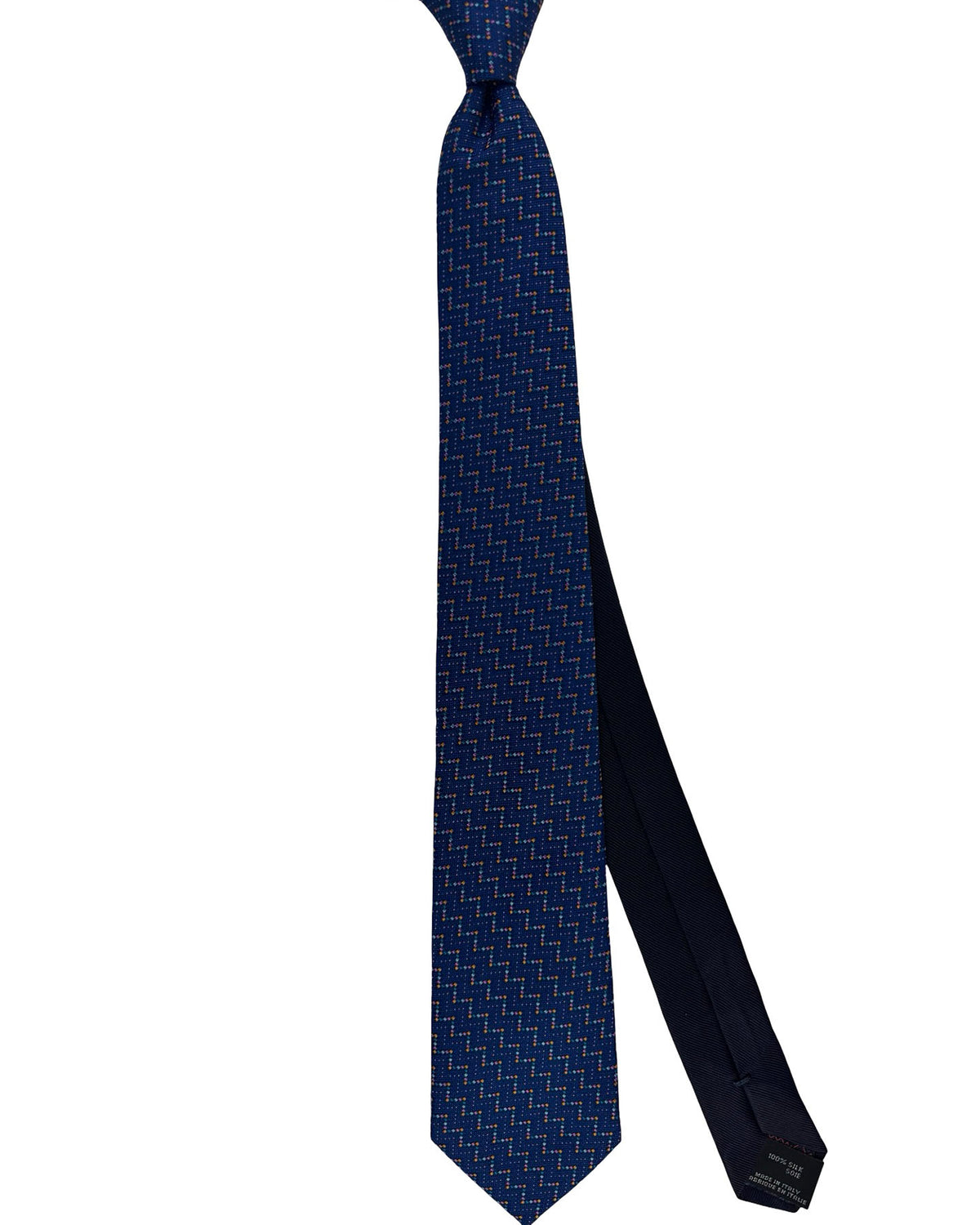 Missoni Silk Tie Royal Blue Multicolor Pixel Pattern