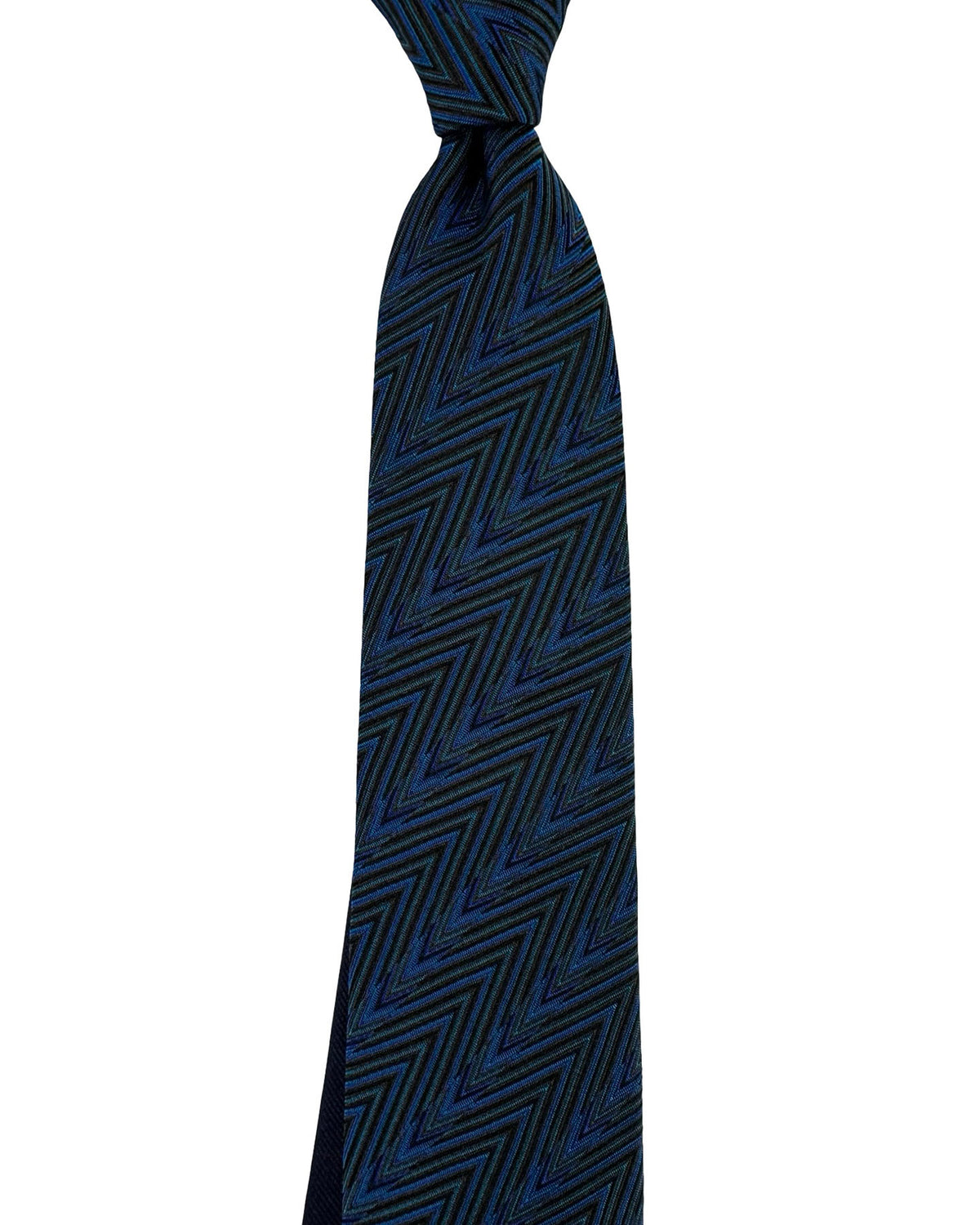 Missoni Silk Tie Blue Black Green Chevron Weave