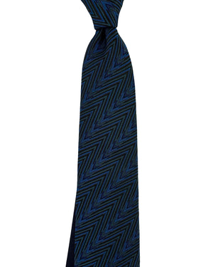 Missoni Silk Tie Blue Black Green Chevron Weave