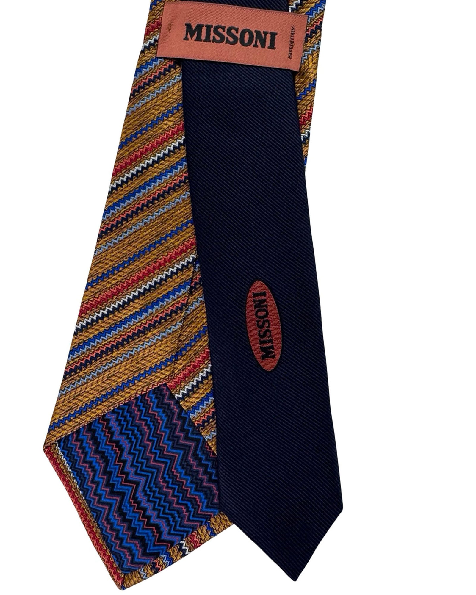 Missoni Silk Tie Brown And Multicolor Zigzag