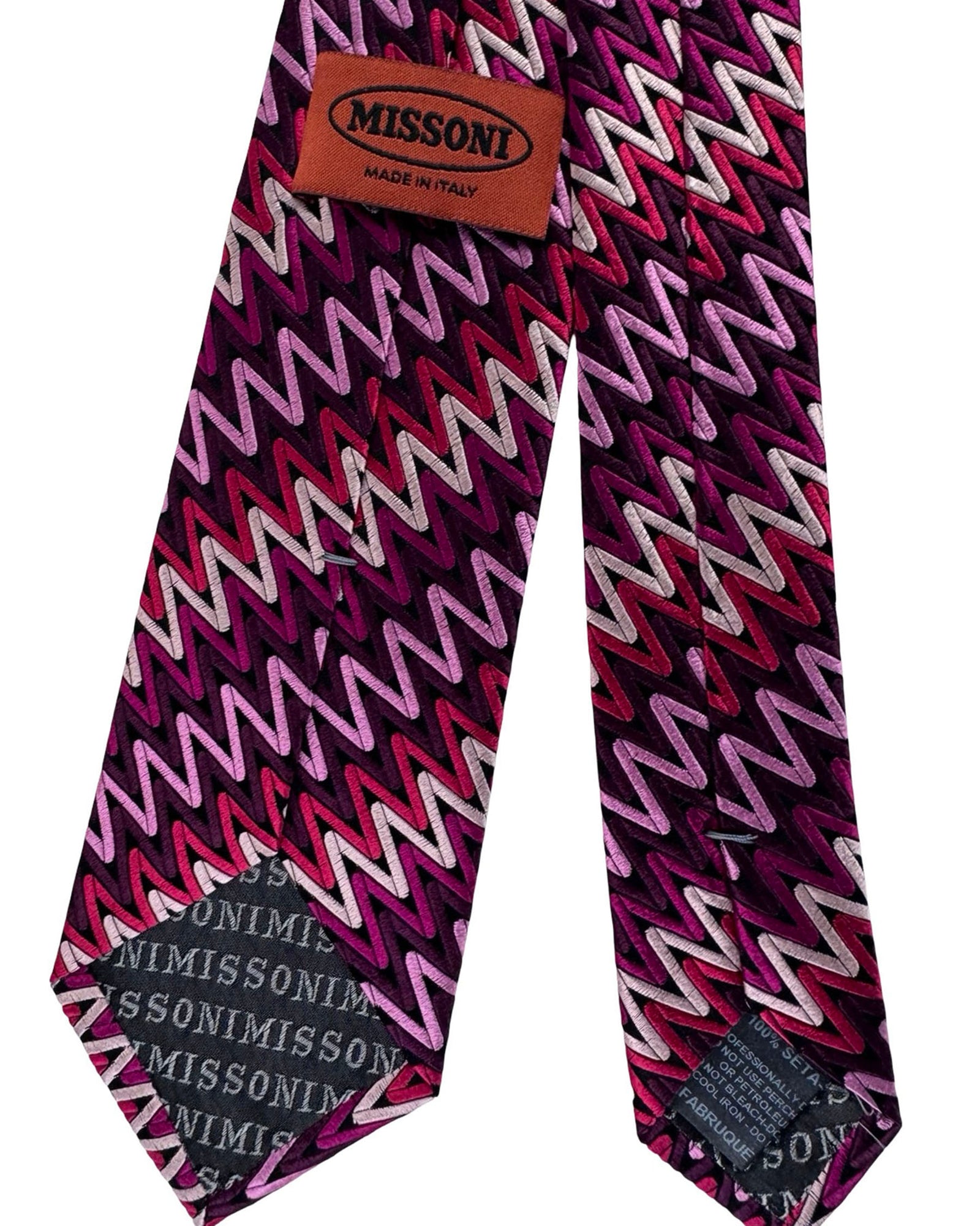 Missoni Silk Tie Pink And Purple Chevron Pattern
